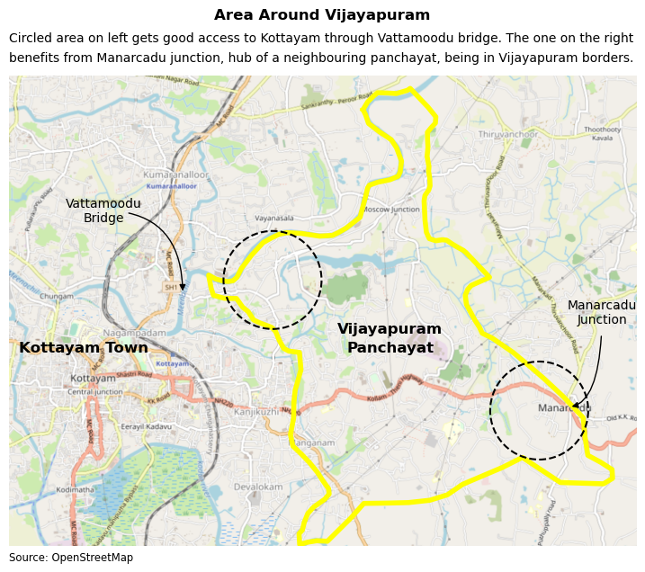 A look at the spatial context, the surroundings of Vijayapuram Panchayat
